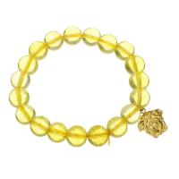 Pulseras de Cristal, acero inoxidable, con Cristal, unisexo, amarillo, 15*16mm,9*10mm, longitud aproximado 7 Inch, Vendido por UD