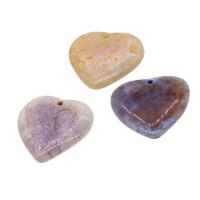 Drage Veins Agate Pendel, Heart, flere farver til valg, 30x33x5mm, Solgt af PC