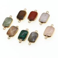 Gemstone csatlakozó, Drágakő, -val Cink ötvözet, Négyzet, több színt a választás, 27x13x6mm, Által értékesített PC