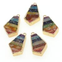 Natural Imperial Jasper Pendants Impression Jasper with Zinc Alloy mixed colors Sold By PC