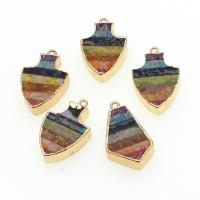 Imperial Jaspis hangers, Indruk Jasper, met Zinc Alloy, gemengde kleuren, 30x19x6mm, Verkocht door PC