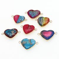 Gemstone stik, Zinc Alloy, med Impression Jasper, Heart, flere farver til valg, 21x32x5mm, Solgt af PC