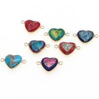 Gemstone stik, Zinc Alloy, med Impression Jasper, Heart, flere farver til valg, 16x24x5mm, Solgt af PC