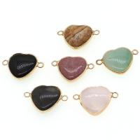 Gemstone stik, Ædelsten, med Zinc Alloy, Heart, flere farver til valg, 19x27x6mm, Solgt af PC