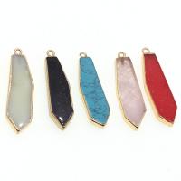 Gemstone Vedhæng Smykker, Ædelsten, med Zinc Alloy, flere farver til valg, 46x14x4mm, Solgt af PC