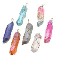 Gemstone Vedhæng Smykker, Ædelsten, med Zinc Alloy, flere farver til valg, 59x12x12mm, Solgt af PC