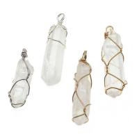 Pendentifs quartz naturel, quartz clair, avec alliage de zinc, plus de couleurs à choisir, 63x11x11mm, Vendu par PC