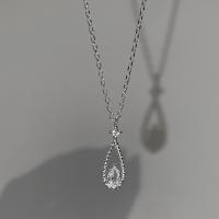 Kubieke Zirkoon Micro Pave Brass Ketting, Messing, micro pave zirconia & voor vrouw, zilver, 6x19mm, Lengte 45 cm, Verkocht door Stel