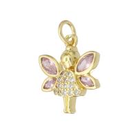 Cubique Pendentif en laiton zircon pavent, Placage de couleur d'or, DIY & pavé de micro zircon, doré, 14x16x3mm, Trou:Environ 3mm, 10PC/lot, Vendu par lot