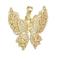 Cubic Zirconia Micro Pave Brass Pendant Butterfly gold color plated DIY & micro pave cubic zirconia golden Approx 3mm Sold By Lot