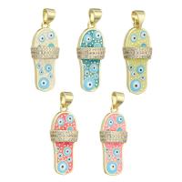 Cubic Zirconia Micro Pave Brass Pendant gold color plated DIY & evil eye pattern & micro pave cubic zirconia & enamel Approx 3mm Sold By Lot