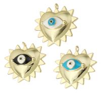 Brass Jewelry Pendants gold color plated DIY & evil eye pattern & enamel Approx 2mm Sold By Lot