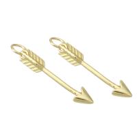 Messing hangers, pijlpunt, gold plated, DIY, gouden, 5x25x3.50mm, Gat:Ca 3mm, 10pC's/Lot, Verkocht door Lot