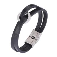 PU Leather Cord Bracelets with 304 Stainless Steel Vacuum Ion Plating fashion jewelry Sold By PC