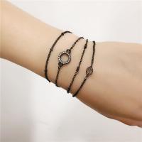 Zinc Alloy Bracelet Set bracelet with 2.76 extender chain gun black plated 4 pieces & fashion jewelry & with rhinestone black Length 18 cm Sold By Set