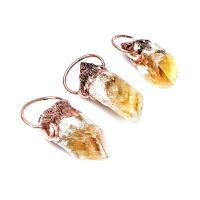 perles de citrine Pendentif, avec alliage de zinc, Irrégulière, Plaqué de couleur d'or rose, unisexe, Jaune, 25-35mm, Vendu par PC