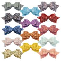 PVC δέρμα Ράμφος Clip, με Sequins & Πλαστική ύλη & Σίδερο, Bowknot, χρώμα επάργυρα, για τα παιδιά, περισσότερα χρώματα για την επιλογή, 127mm, Sold Με PC