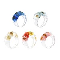 Anello in resina, with Fiori secchi, 5 pezzi & unisex, colori misti, Appross. 5PC/set, Venduto da set