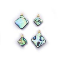 Natuurlijke Abalone Shell Hangers, Abalone Schelp, met Messing, Rhombus, gold plated, DIY & verschillende grootte voor keus, 8-18mm, Verkocht door PC