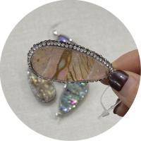 Natuurlijke Abalone Shell Hangers, Abalone Schelp, met strass klei pave & Messing, Traan, silver plated, DIY, meer kleuren voor de keuze, 26x50mm, Verkocht door PC