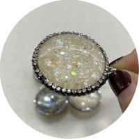 Φυσικό Abalone Shell Μενταγιόν, με πηλό rhinestone pave & Ορείχαλκος, Γύρος, χρώμα επάργυρα, DIY, περισσότερα χρώματα για την επιλογή, 33mm, Sold Με PC