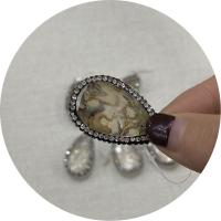 Natural Abalone Shell Pendants with Rhinestone Clay Pave & Brass Teardrop silver color plated DIY Sold By PC