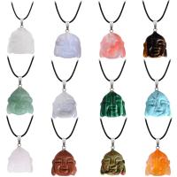 Gemstone Přívěsky Šperky, Drahokam, s Mosaz, Buddha, barva stříbrná á, módní šperky & různé materiály pro výběr, více barev na výběr, 20x21mm, Prodáno By PC