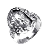 Anello in acciaio inox, 304 acciaio inox, Budda, formato differente per scelta & per l'uomo, colore originale, 23.70mm, Misura:7-13, Venduto da PC