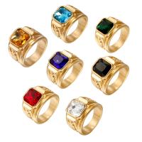 Strass en acier inoxydable Bague, Acier inoxydable 304, normes différentes pour le choix & pour homme & avec strass, plus de couleurs à choisir, Taille:7-13, Vendu par PC