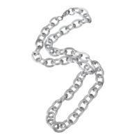 Stainless Steel Chain halskæde, platin farve forgyldt, Unisex, Længde Ca. 21.5 inch, Solgt af PC