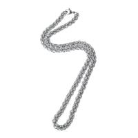 Stainless Steel Chain halskæde, platin farve forgyldt, Unisex, Længde Ca. 21.5 inch, Solgt af PC