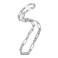 Stainless Steel Chain halskæde, platin farve forgyldt, Unisex, Længde Ca. 21.5 inch, Solgt af PC