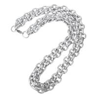 Stainless Steel Chain halskæde, platin farve forgyldt, Unisex, Længde Ca. 21 inch, Solgt af PC