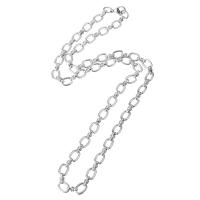 Stainless Steel Chain halskæde, platin farve forgyldt, Unisex, Længde Ca. 21.5 inch, Solgt af PC