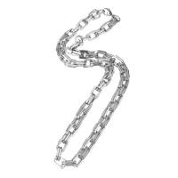 Stainless Steel Chain halskæde, platin farve forgyldt, Unisex, Længde Ca. 21.5 inch, Solgt af PC