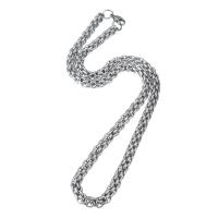 Stainless Steel Chain halskæde, platin farve forgyldt, Unisex, Længde Ca. 22 inch, Solgt af PC