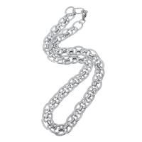 Stainless Steel Chain halskæde, platin farve forgyldt, Unisex, Længde Ca. 21.5 inch, Solgt af PC