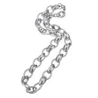 Stainless Steel Chain halskæde, platin farve forgyldt, Unisex, Længde Ca. 21 inch, Solgt af PC