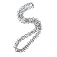 Stainless Steel Chain halskæde, platin farve forgyldt, Unisex, Længde Ca. 22 inch, Solgt af PC