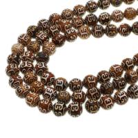 Natuurlijke Tibetaanse Agaat Dzi Beads, Ronde, DIY, gemengde kleuren, 12mm, Per verkocht 38 cm Strand