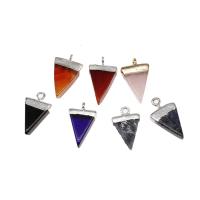 Gemstone Hängen Smycken, Ädelsten, med Mässing, Triangle, fler färger för val, 20x12x5mm, Säljs av PC