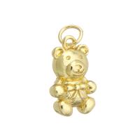 Colgantes de la joyería de cobre amarillo, metal, Oso, chapado en color dorado, Bricolaje, dorado, 10x15.50x4.50mm, agujero:aproximado 3mm, 10PCs/Grupo, Vendido por Grupo