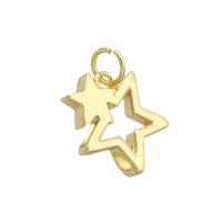 Mässing Smycken Hängen, Star, guldfärg pläterade, DIY, gyllene, 12x14.50x2.50mm, Hål:Ca 3mm, 10PC/Lot, Säljs av Lot