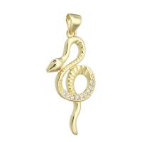 Cubique Pendentif en laiton zircon pavent, serpent, Placage de couleur d'or, DIY & pavé de micro zircon, doré, 15x31x2mm, Trou:Environ 3mm, 10PC/lot, Vendu par lot