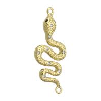 Zircon cubique Micro Pave laiton Connecteur, serpent, Placage de couleur d'or, DIY & pavé de micro zircon, doré, 14.50x35x3mm, Trou:Environ 1.5mm, 10PC/lot, Vendu par lot