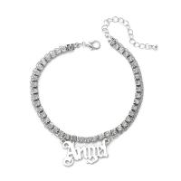 Sinc Alloy Anklet, le 1.97Inch slabhra extender, plátáilte, Ciseal Dúbailte & unisex & le rhinestone, dathanna níos mó le haghaidh rogha, nicil, luaidhe & caidmiam saor in aisce, Fad Thart 9.05 Inse, Díolta De réir PC