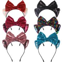 Doek Hair Band, met pailletten & Plastic, Strik, Cute & voor kinderen, meer kleuren voor de keuze, 139.70mm, Verkocht door PC