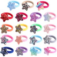 Nylon élastique de bijoux de cheveux, avec Paillettes, étoile, Mignon & dégradé de couleur & pour les enfants, plus de couleurs à choisir, 45.72x38.10mm, Vendu par PC