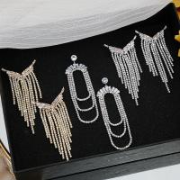 Fashion frynser øreringe, Rhinestone, med Messing, Tassel, forgyldt, forskellige stilarter for valg & for kvinde & med rhinestone, Solgt af par