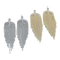 Fashion frynser øreringe, Rhinestone, med Messing, Tassel, forgyldt, for kvinde & med rhinestone, flere farver til valg, 31x94mm, Solgt af par